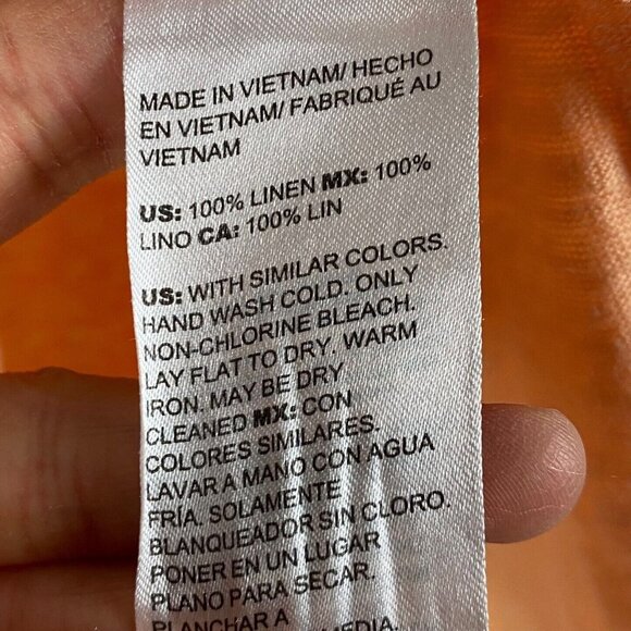 Chicos Linen Pocket Top Womens 1 US Medium Orange Henley Pullover Knit Shirt - Picture 6 of 10